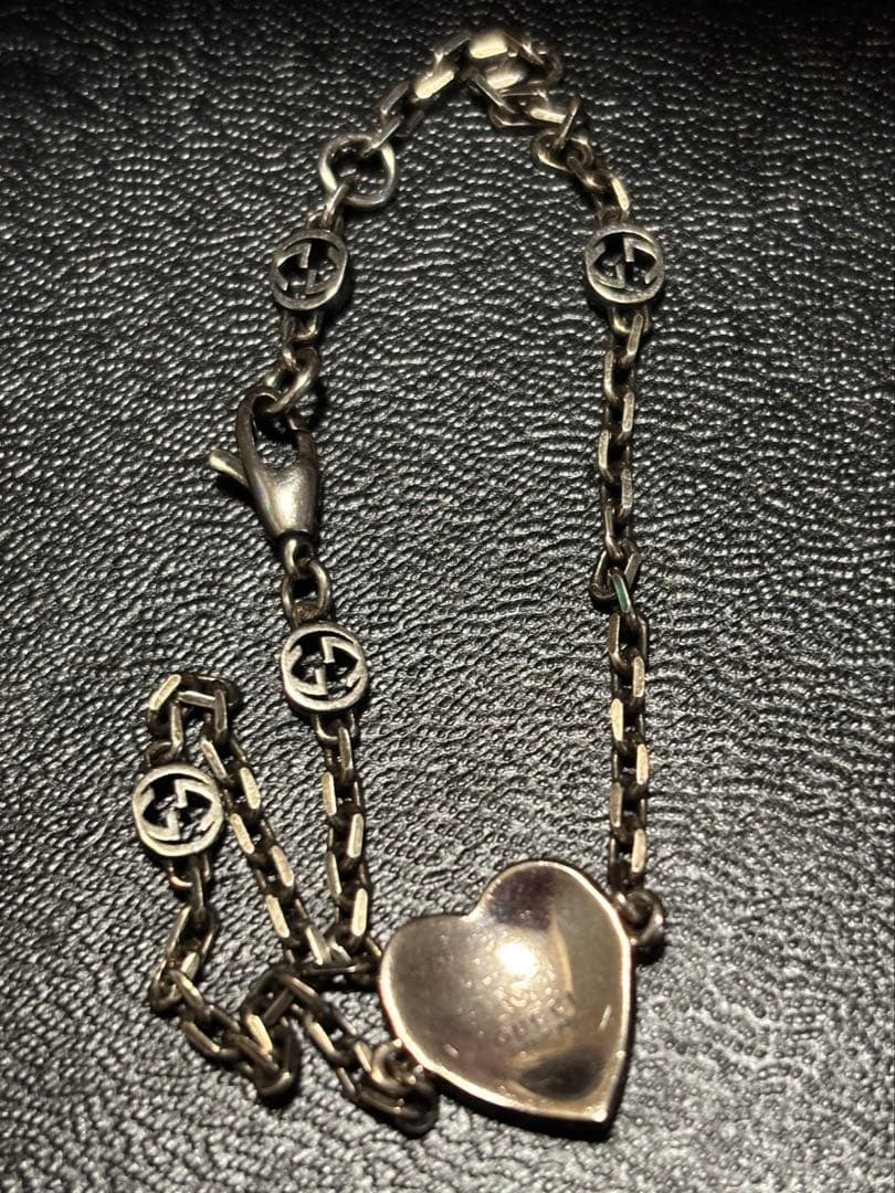 GUCCI インターロッキングG ハートブレスレット ブルー　925 シルバー