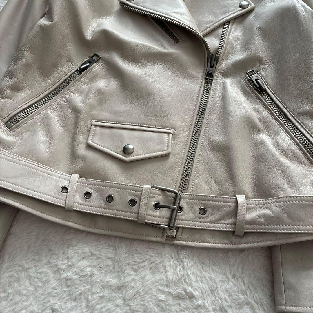 美品✨【bucks&leather】ラムレザー ライダースジャケット グレージュ