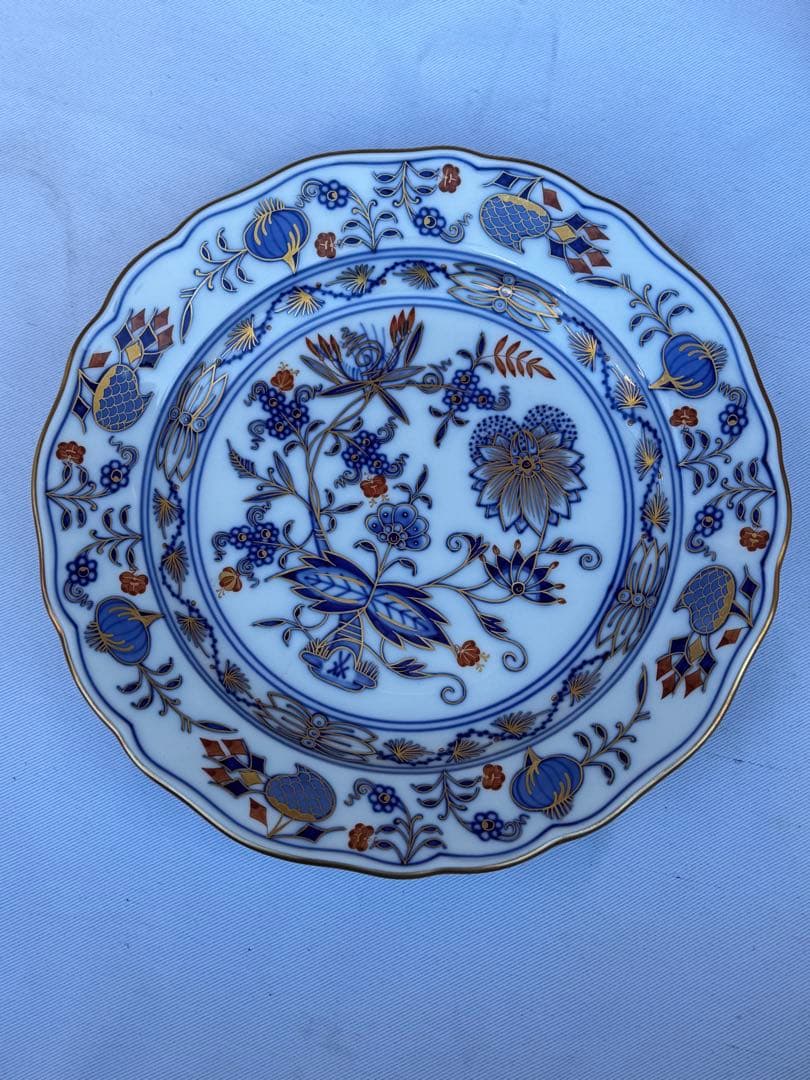 未使用 最高峰 Meissen マイセン 朱金オニオン プレート 6枚　18cm