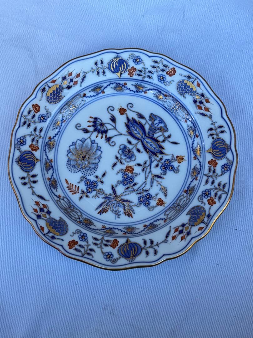 未使用 最高峰 Meissen マイセン 朱金オニオン プレート 6枚　18cm