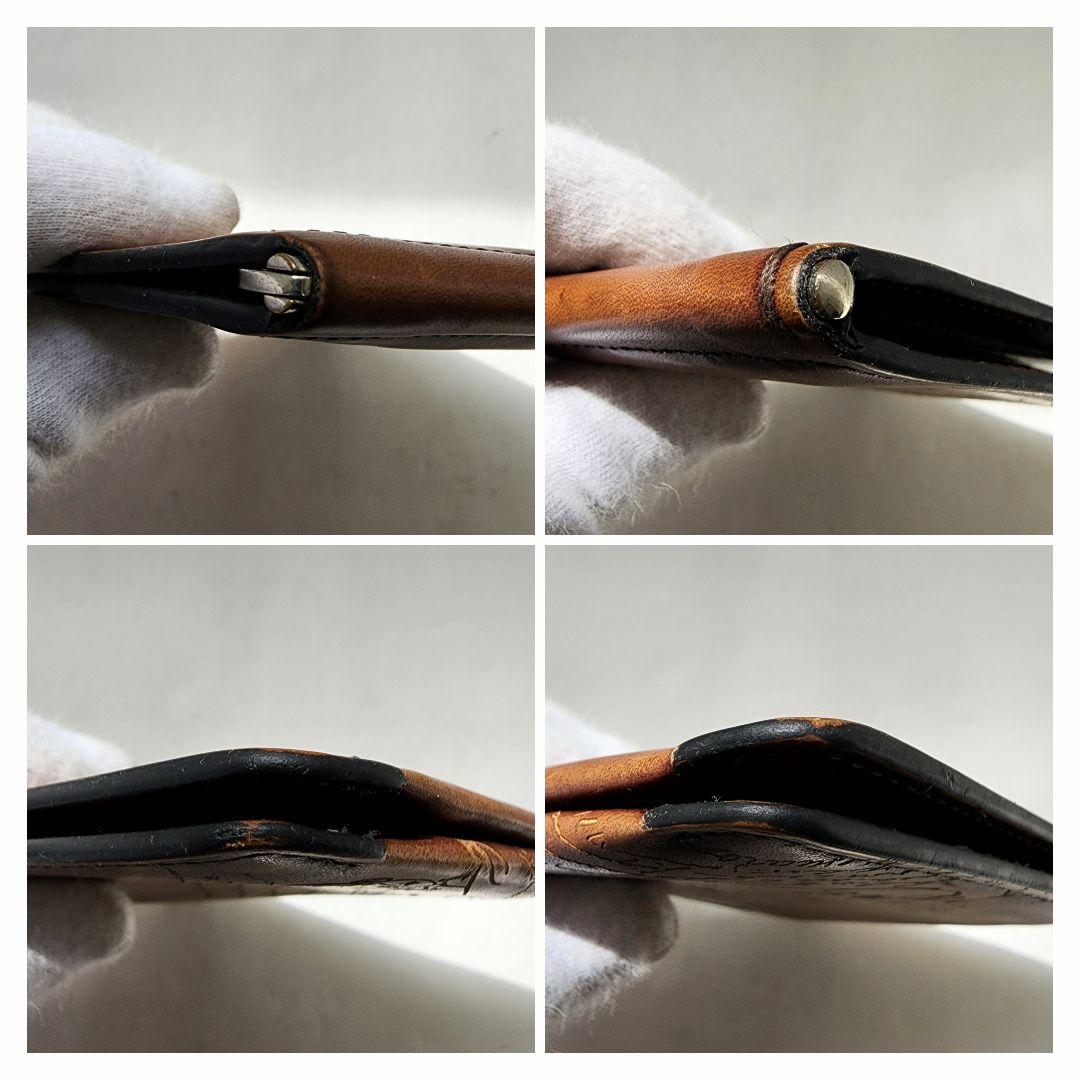 【良品】ベルルッティ カリグラフィ マネークリップ 折り財布 ブラウン系 レザー