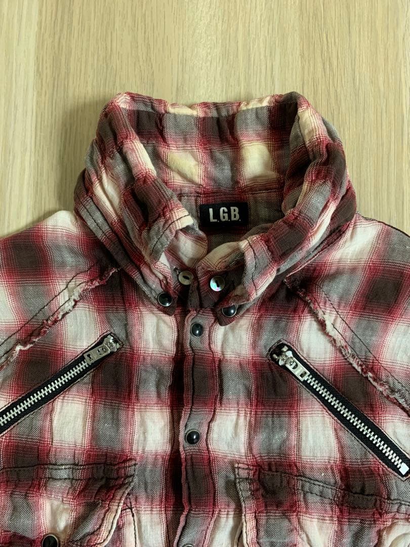 L.G.B. グラデーション チェックシャツ シワ加工 shirt 00s