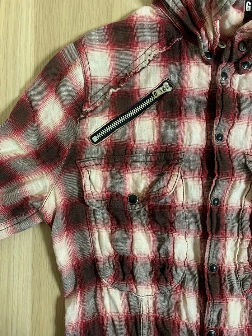 L.G.B. グラデーション チェックシャツ シワ加工 shirt 00s