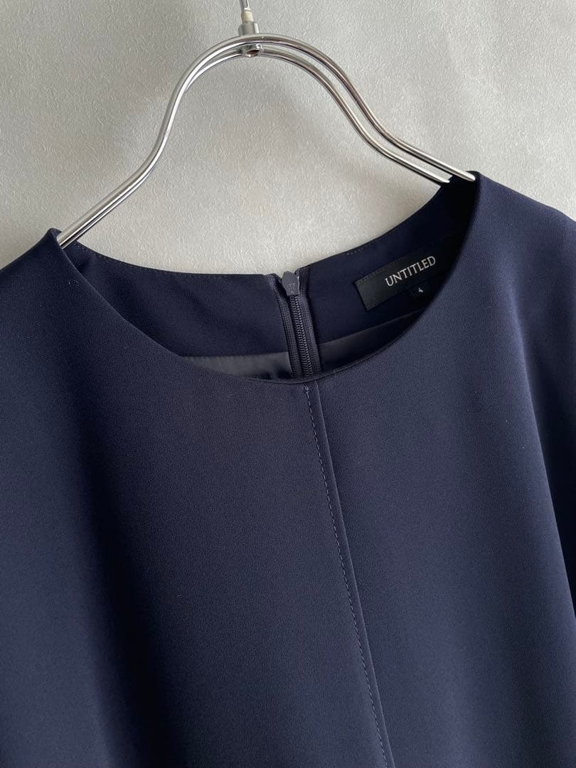美品✨アンタイトル　LLサイズ 4 ジョーゼット　膝下ワンピース　紺 洗える