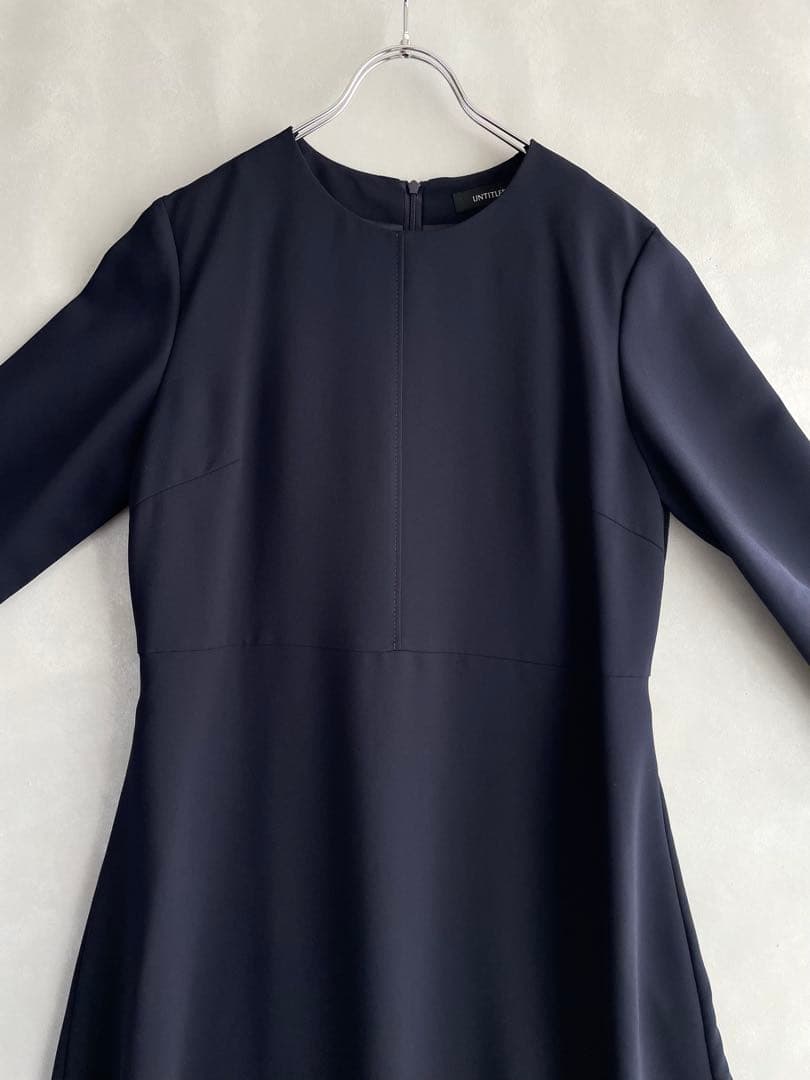 美品✨アンタイトル　LLサイズ 4 ジョーゼット　膝下ワンピース　紺 洗える