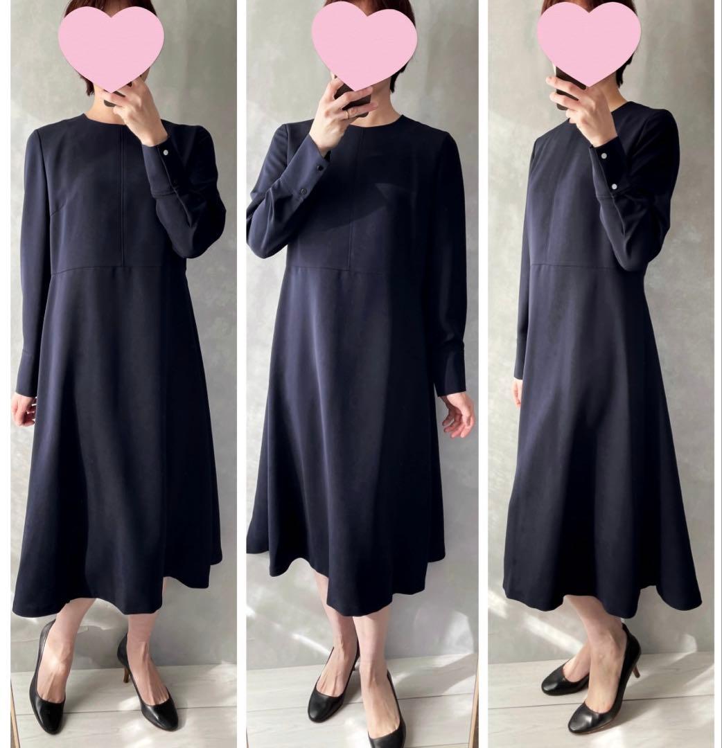 美品✨アンタイトル　LLサイズ 4 ジョーゼット　膝下ワンピース　紺 洗える