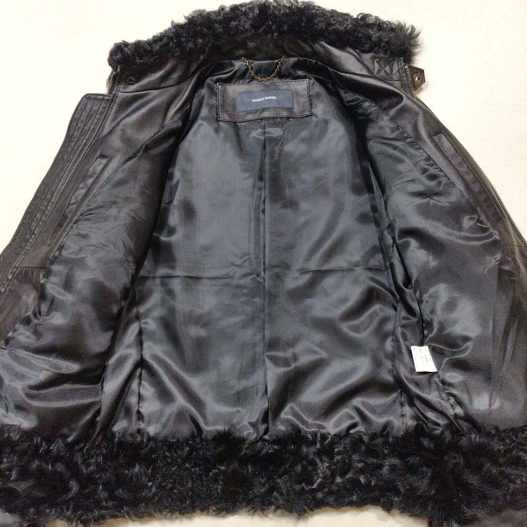 MANIAC WORKS　リアルファーラムレザーライダースジャケット　黒　M