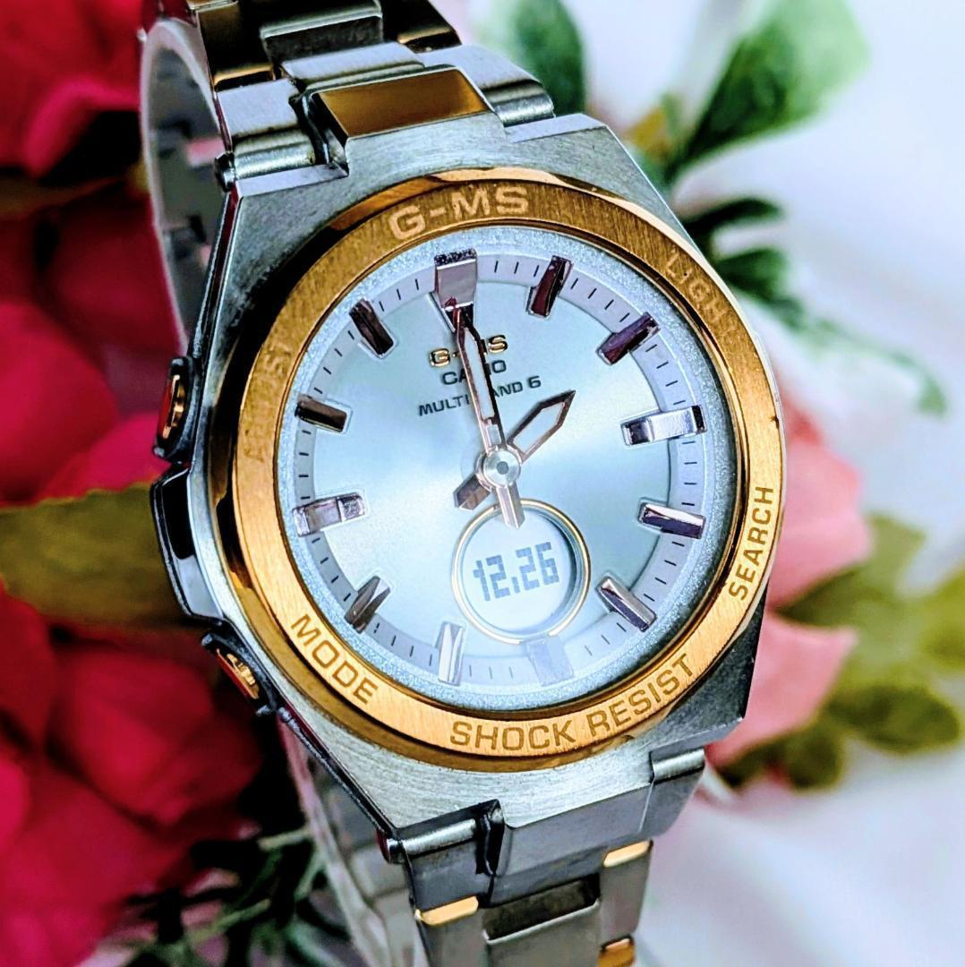 良品 カシオCASIOレディース腕時計ベビーGシルバー＆ゴールド タフソーラー