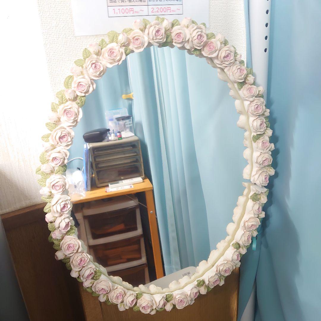 アンティーク調☆薔薇フレームの壁掛け鏡