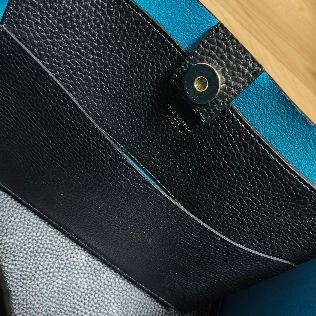 ペッレモルビダ　ミニトート　ブラック×ブルー　美品