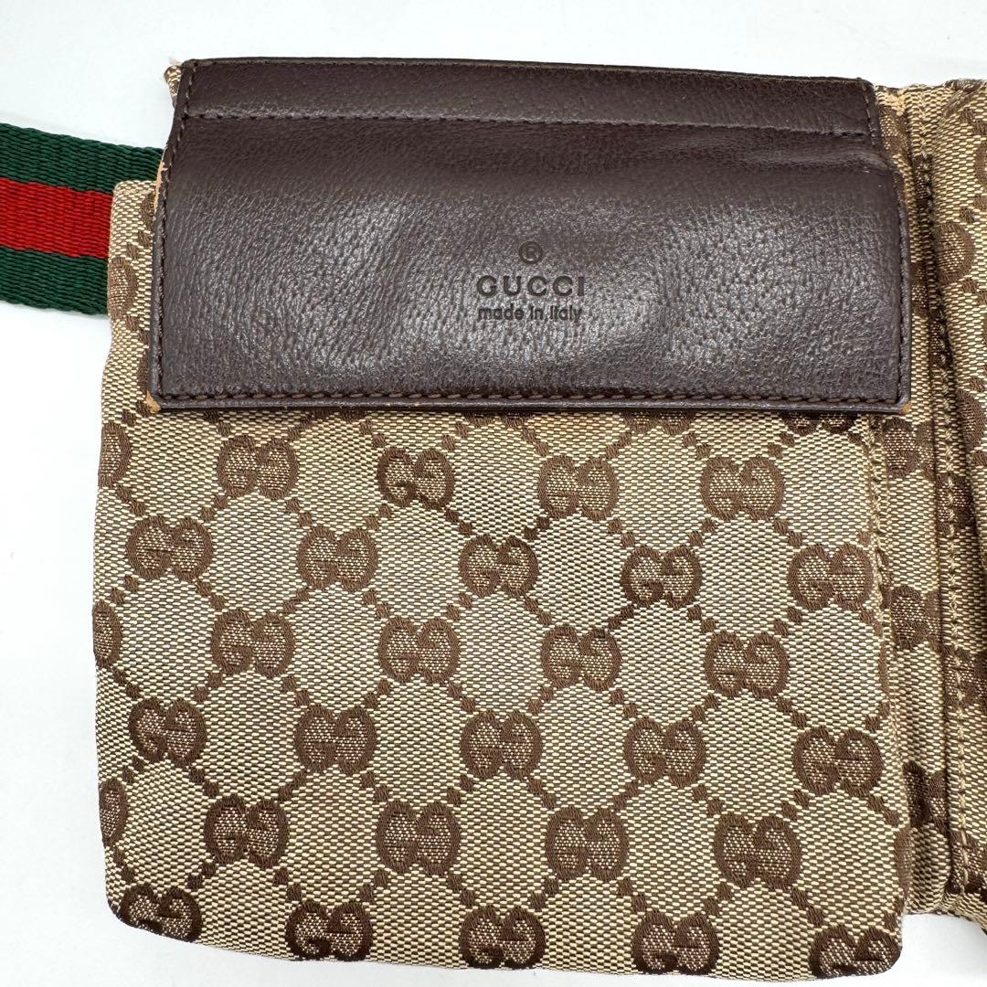 GUCCI ボディバッグ ウエストポーチ GG キャンバス ブラウン