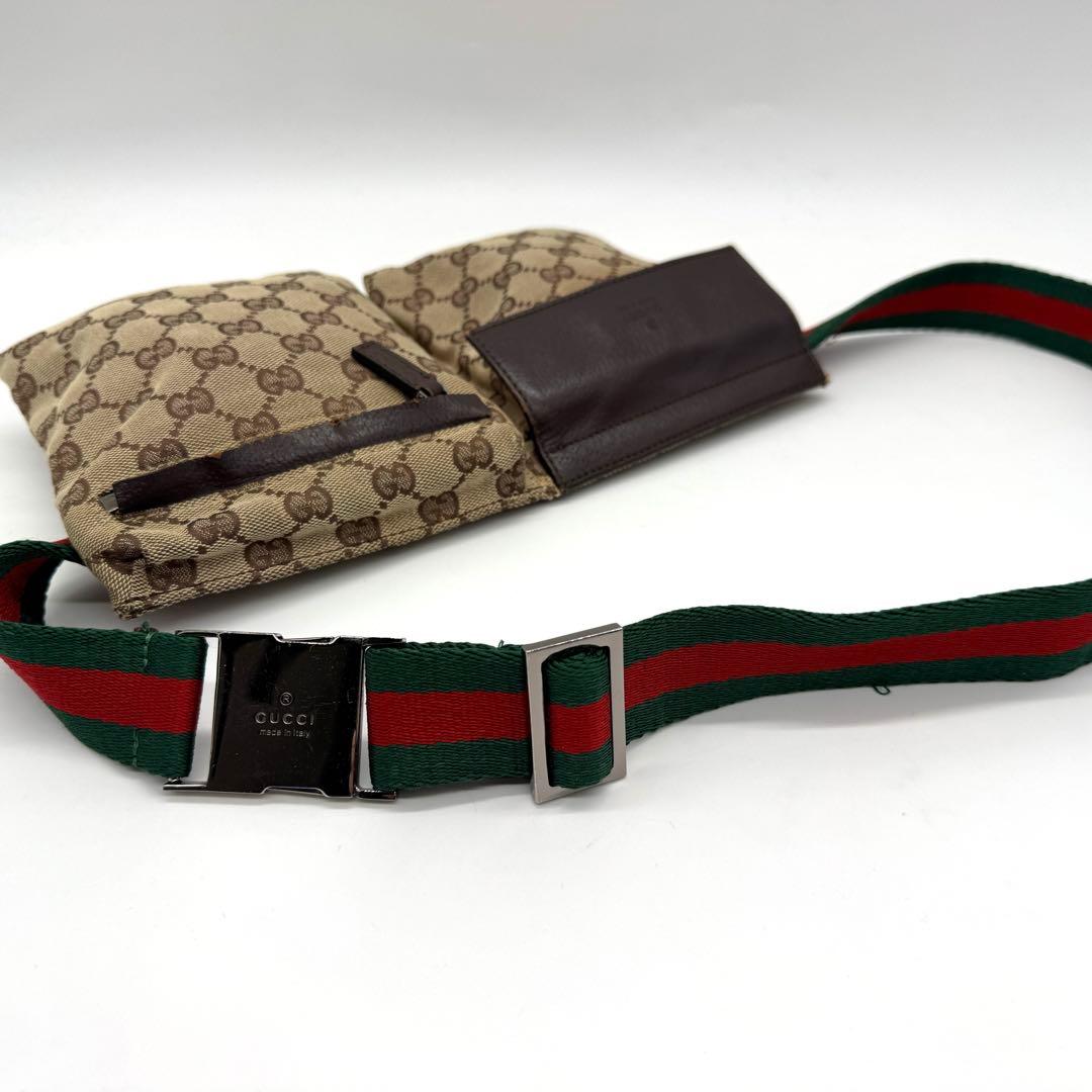 GUCCI ボディバッグ ウエストポーチ GG キャンバス ブラウン