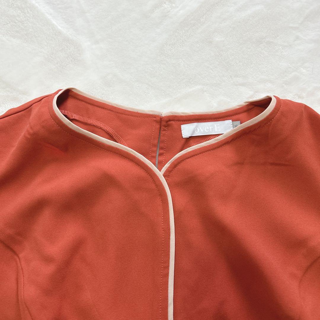 【未使用品】overE ハートネックパイピングブラウス オレンジ 96