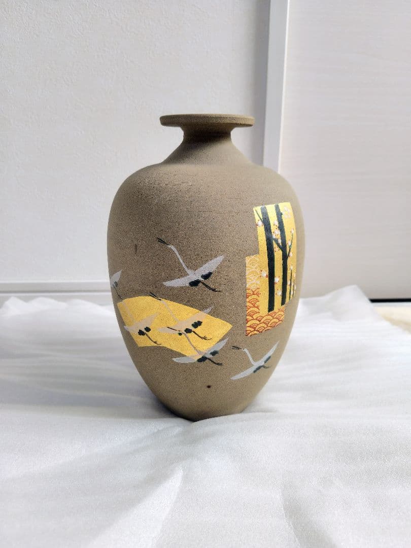 九谷焼　穂光　 陶器　つぼ型　花瓶　花器