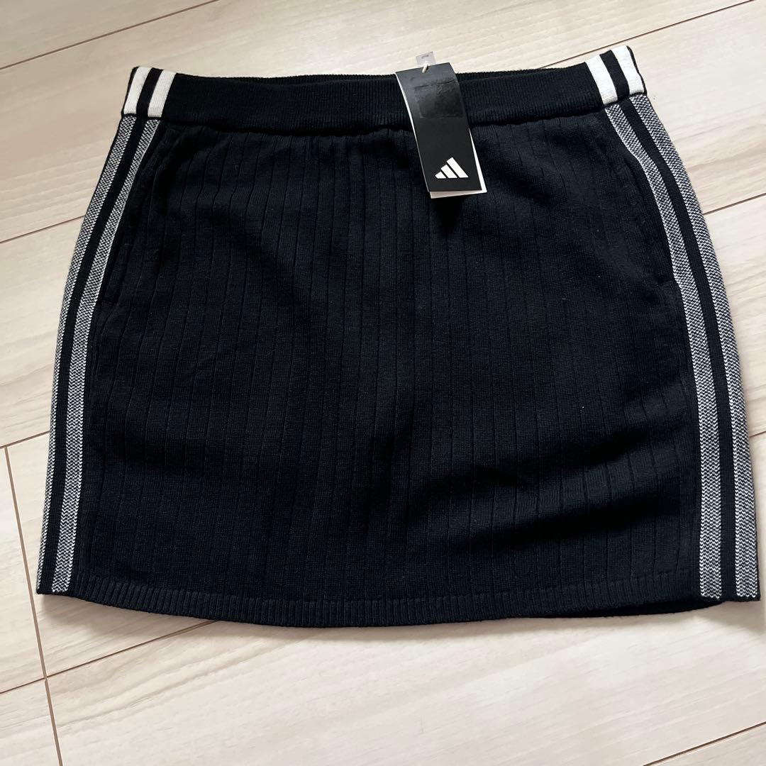 新品　アディダス　ゴルフ　防風　ニット　ジャケット／スカート　上下　L 黒
