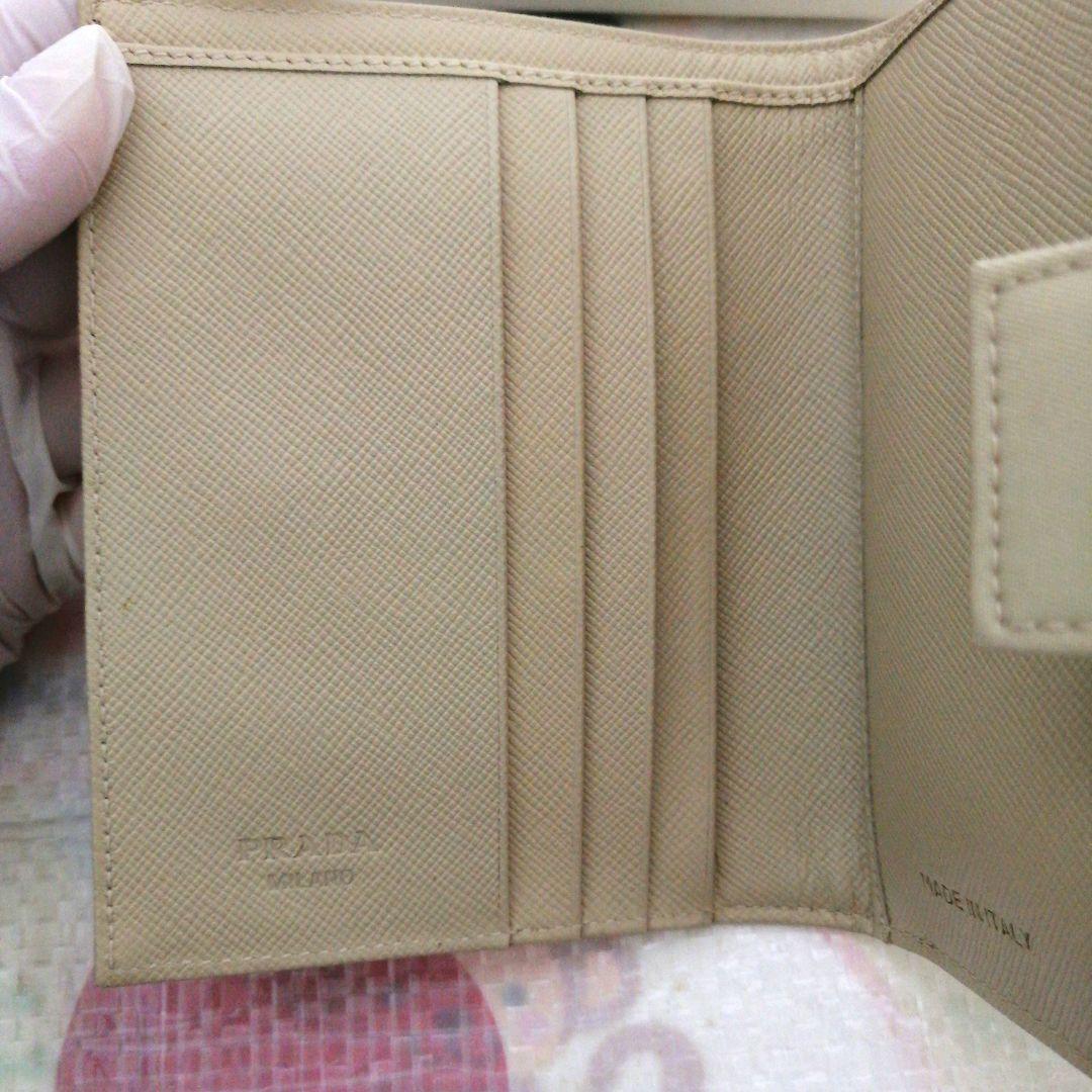 【未使用美品】 PRADA 三つ折り財布 テスート ゴールド ベージュ 三角ロゴ