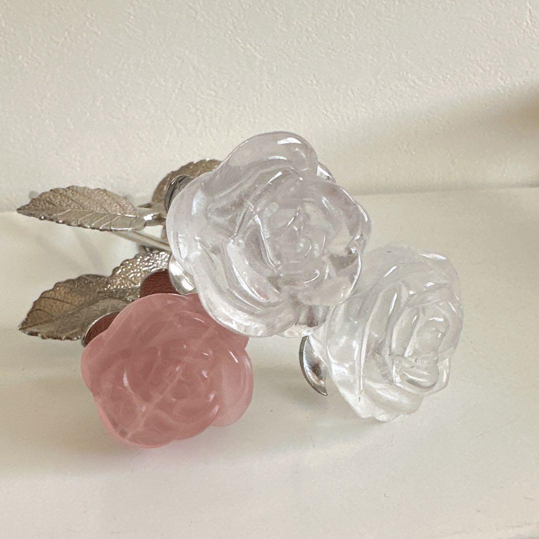 【3,850円】クリアクォーツ　水晶　薔薇　バラ　天然石②