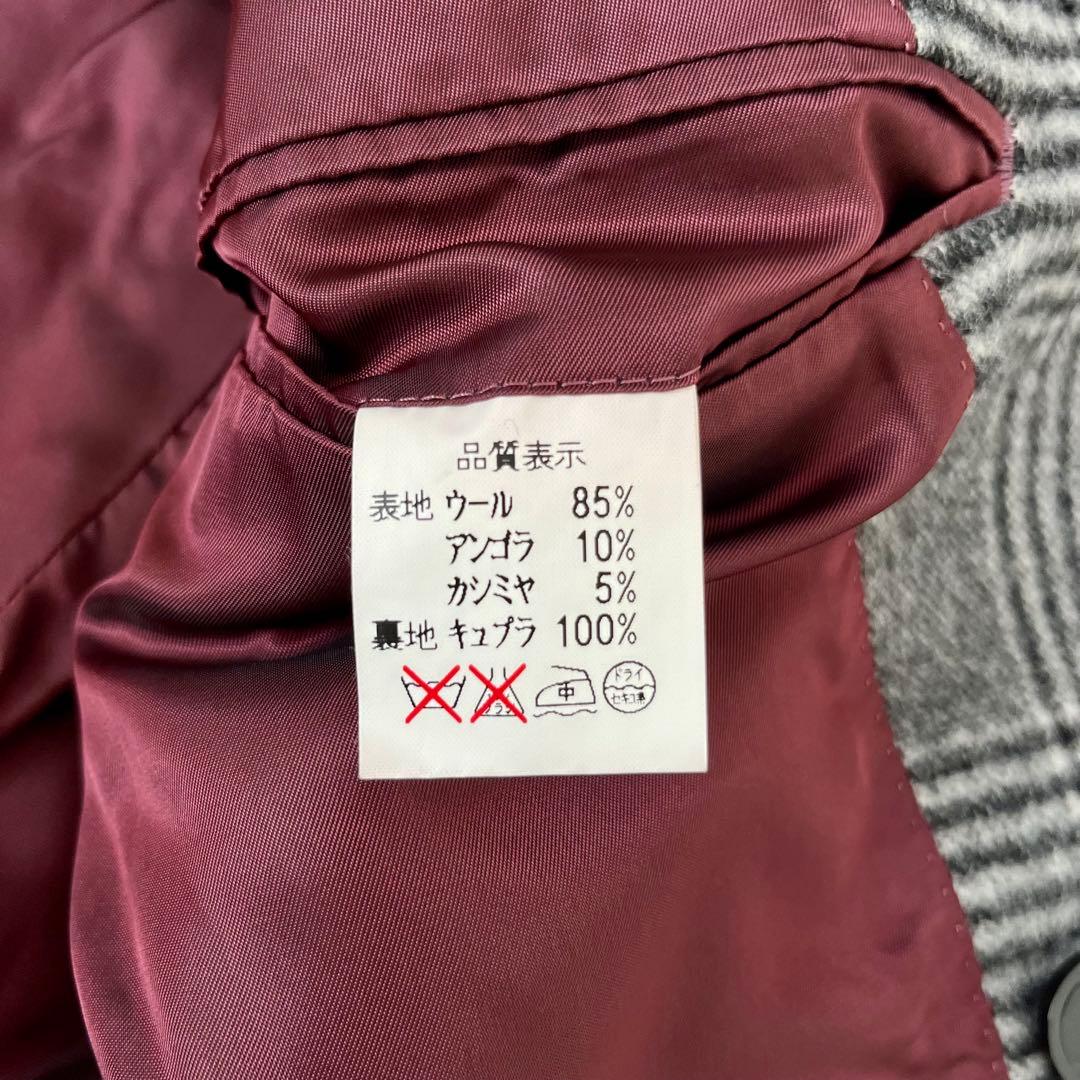 【y2様美品 アンゴラカシミヤ】麻布テーラー チェック ダブル チェスターコート