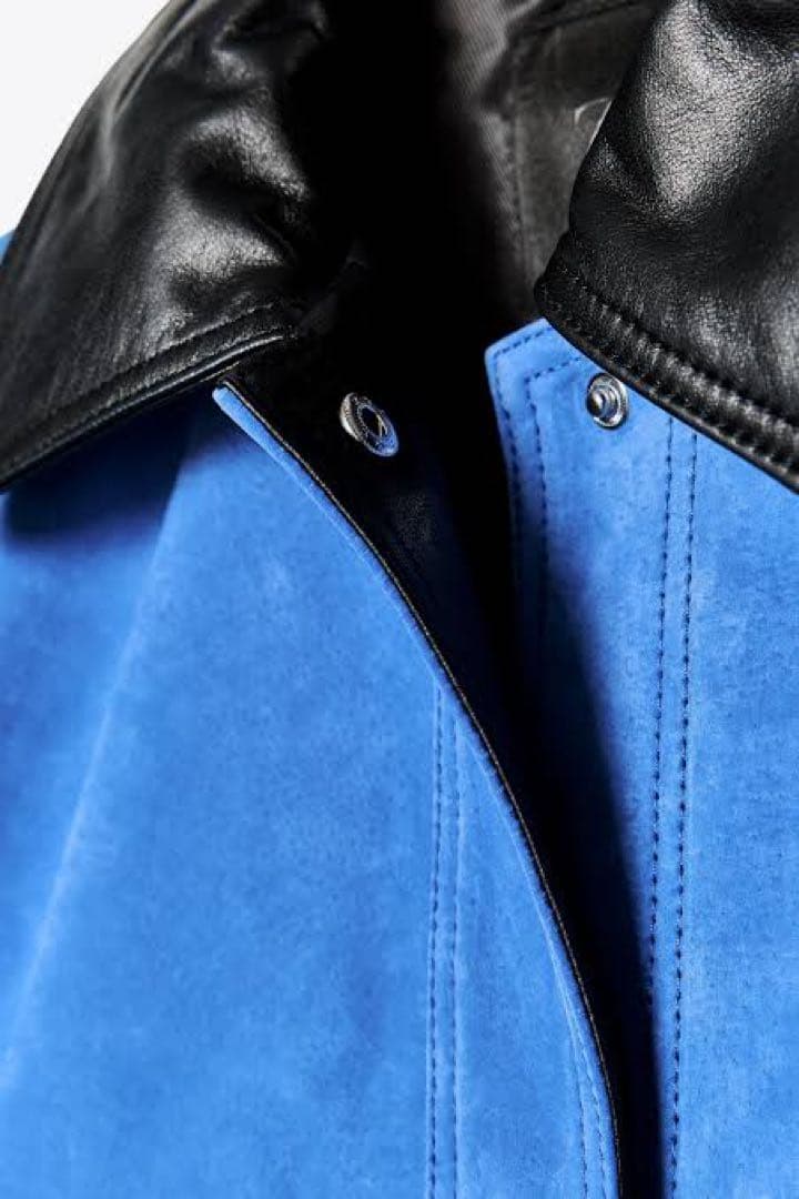 ZARA ザラ　本革　オーバーサイズ青レザージャケット新品タッグ付き