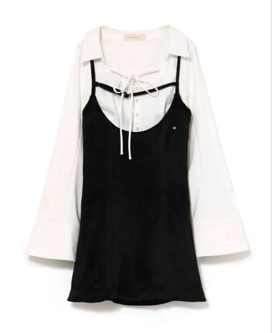 ワンピース andmary Betty velour mini dress black