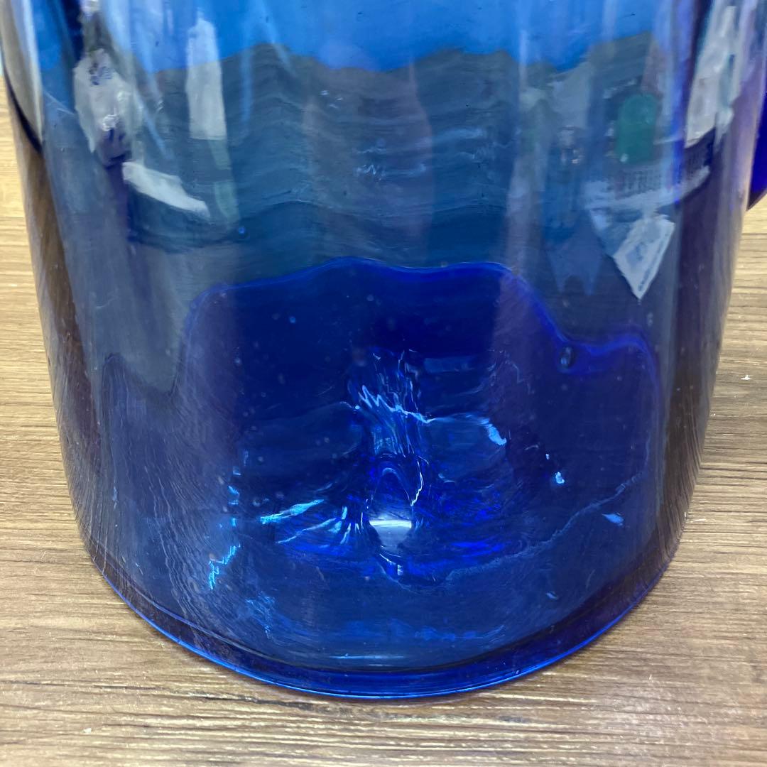 D-壁 琉球ガラス 水差し ピッチャー ブルー 吹きガラス デキャンタ 花瓶