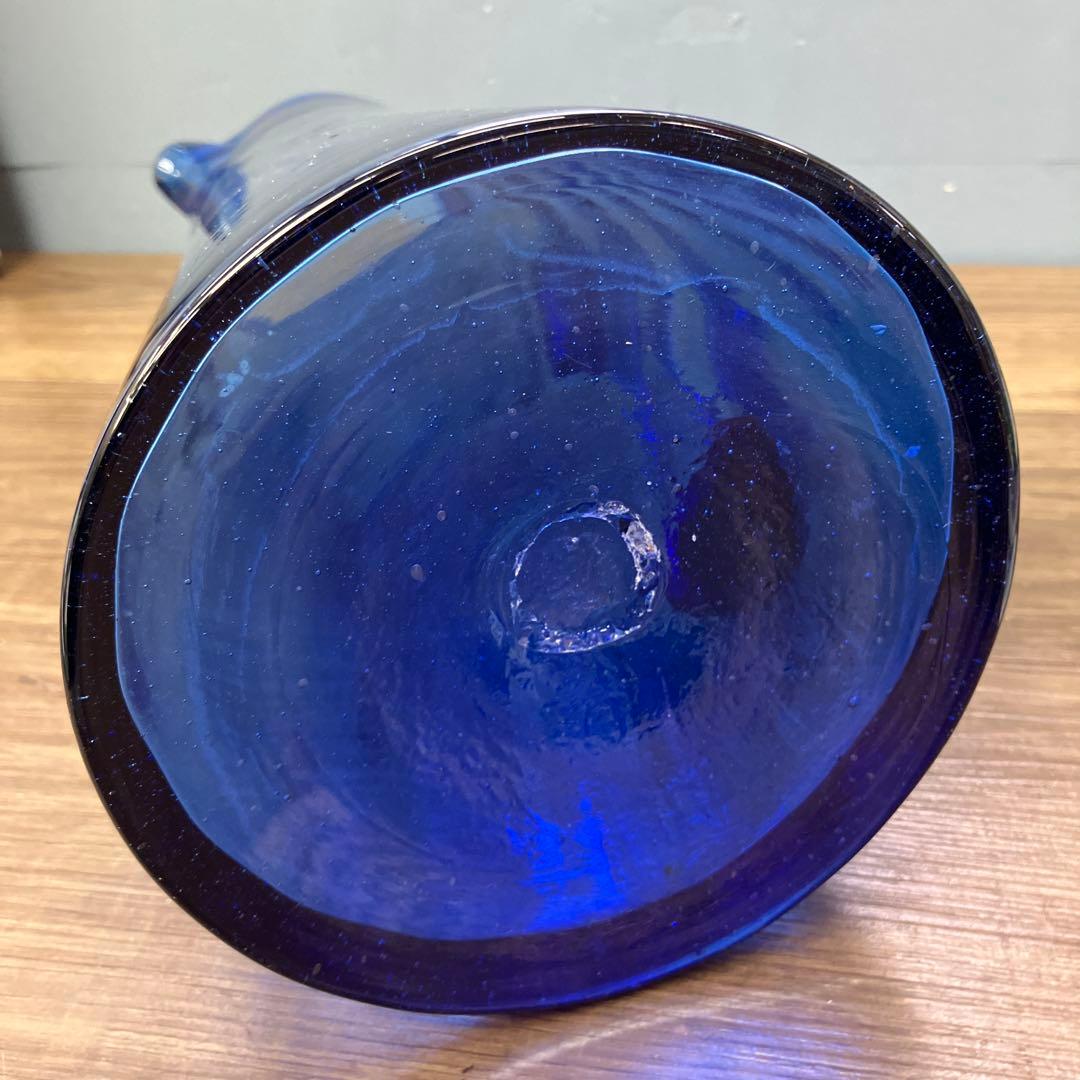 D-壁 琉球ガラス 水差し ピッチャー ブルー 吹きガラス デキャンタ 花瓶