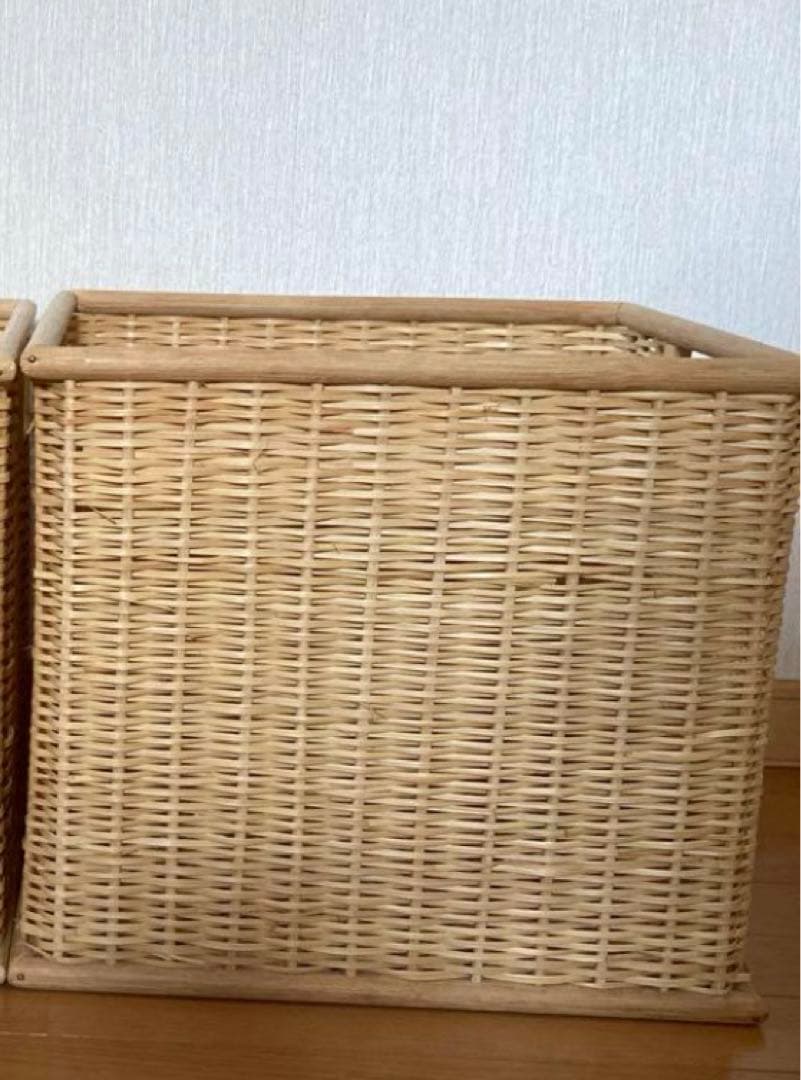 無印良品ブリ材角型バスケット・特大1個セット籐かご収納整理カゴ カラーボック