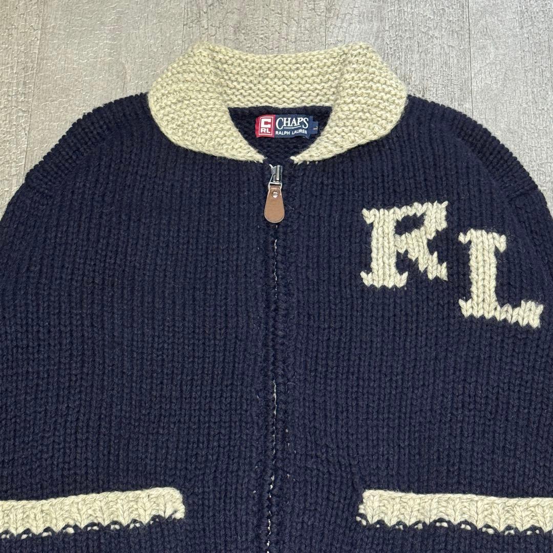 90s ラルフローレン カウチン ロゴ ニット wool アメカジ USA 美品