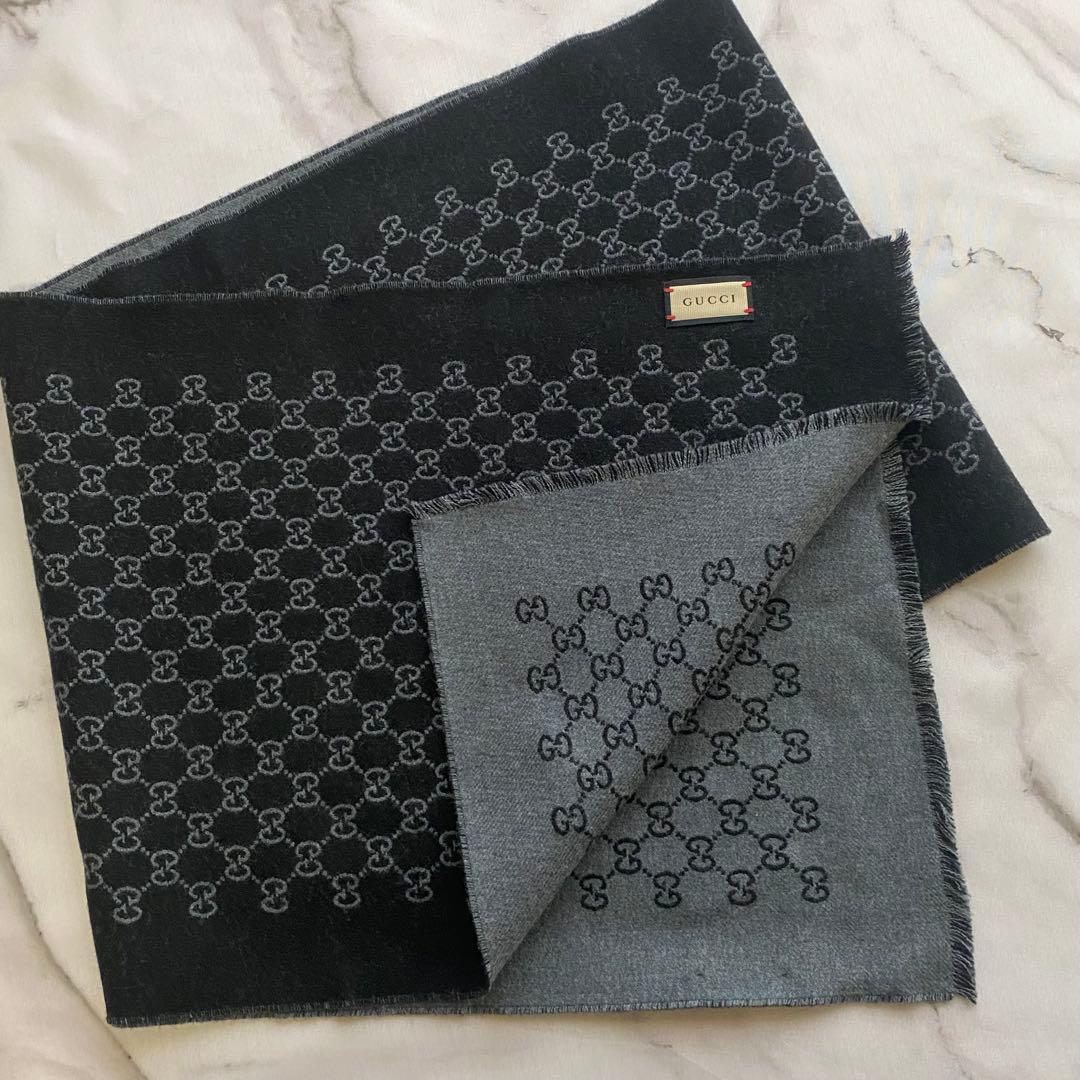 新品未使用 GUCCI グッチ GG ウールシルクリバーシブル マフラー