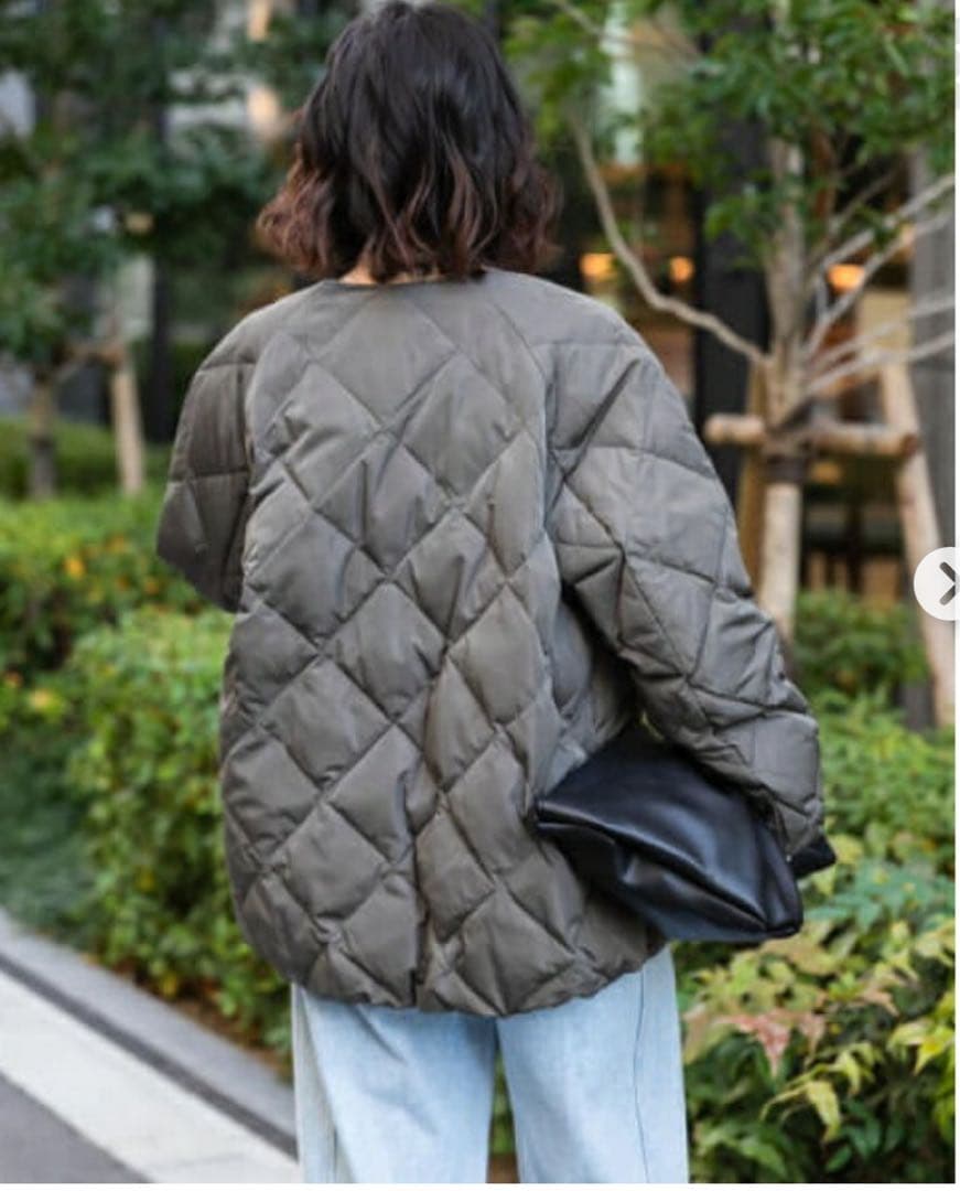 URBAN RESEARCH コクーンキルティングダウンフリー　グレーカーキ