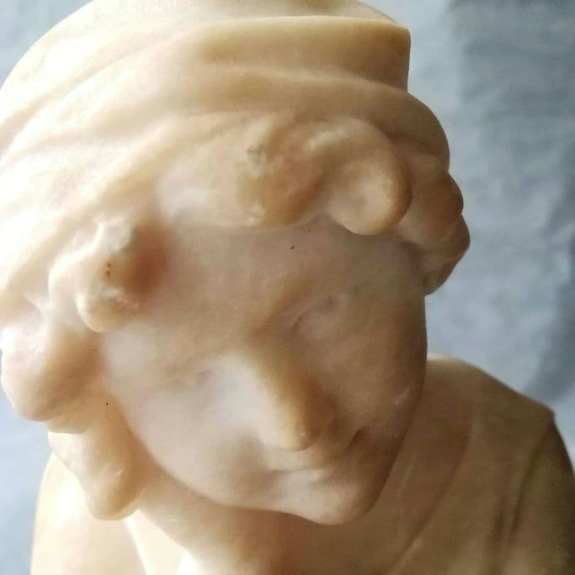 逸品　大理石像　本を読む少年少女像　フランス　1800年代後半　アンティーク