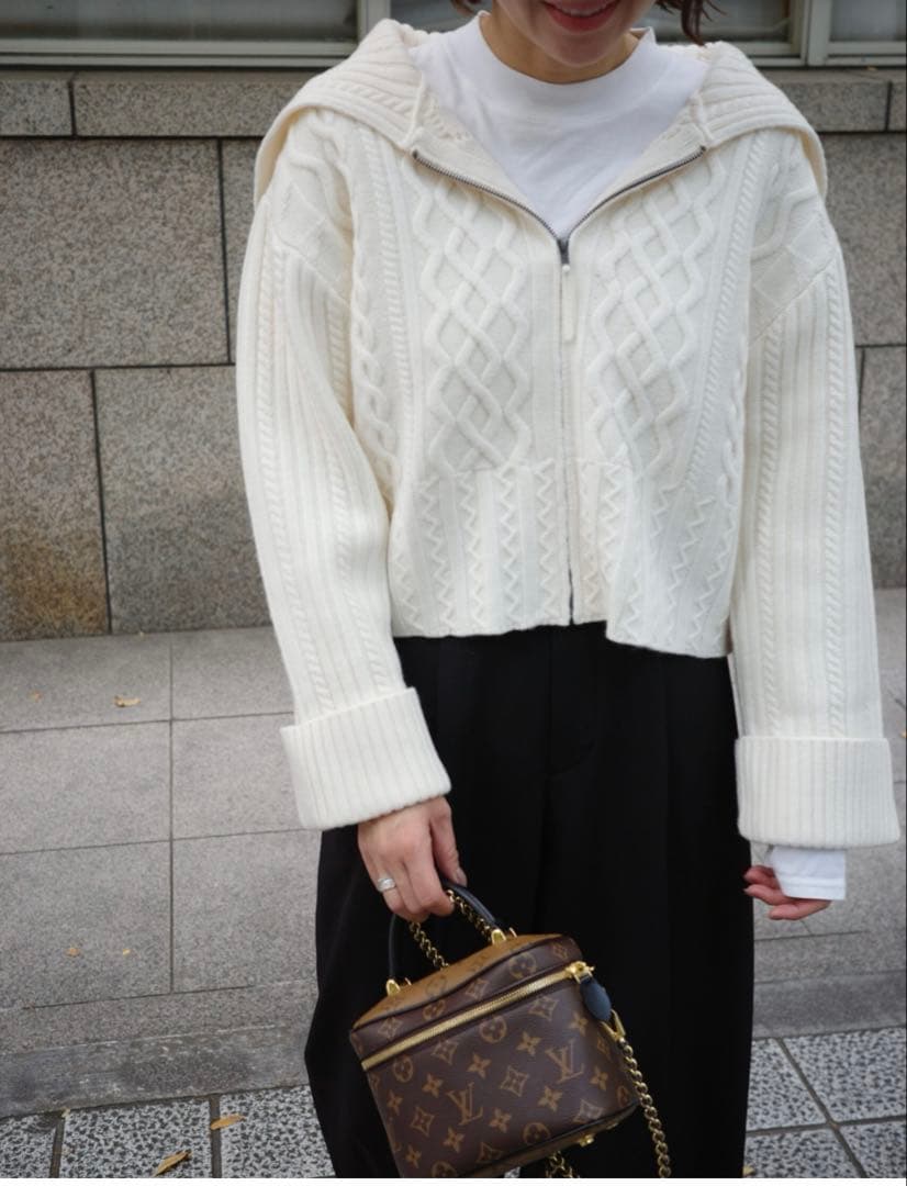 OHGA☆ジップカラーニット　ホワイト