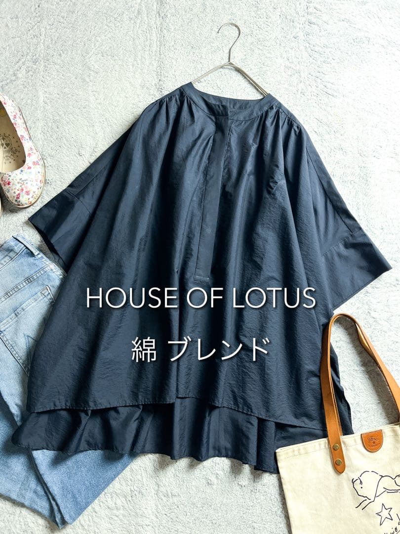 【HOUSE OF LOTUS】コットン混 バンドカラースキッパーシャツ M