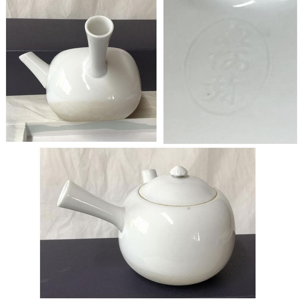 e2988 如阿弥 白磁 煎茶急須 柴田如阿弥 急須 横手急須 茶道具 煎茶道具