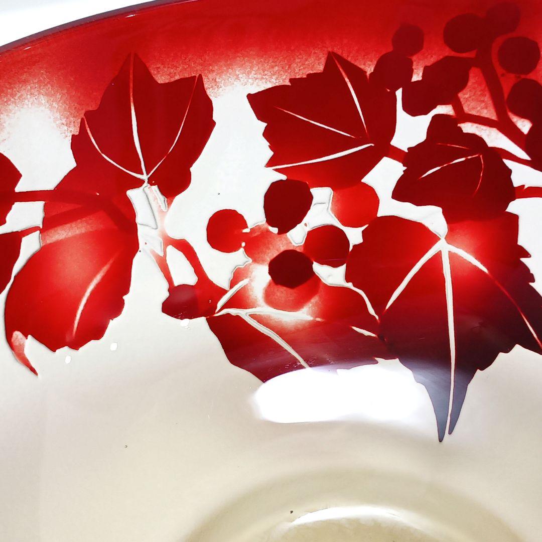 Y3279-2 ガレ風 被せガラス 花文鉢 ボウル 直径12㎝　ten