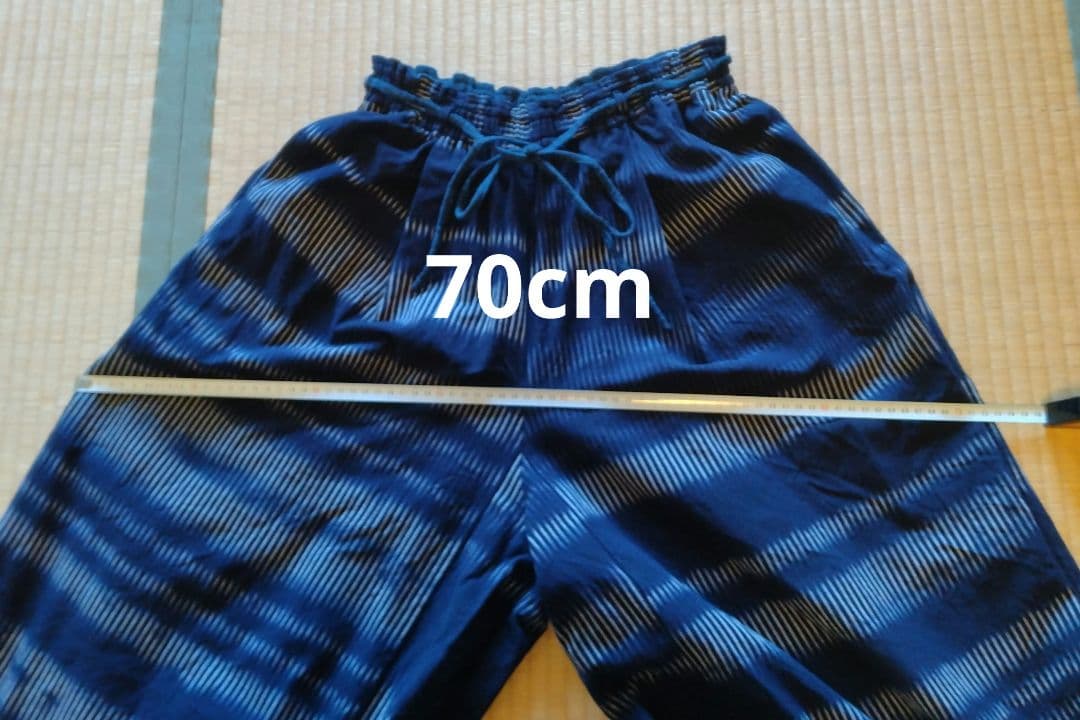 久留米絣 ギエモン ネイビー ストライプ ワイドパンツ