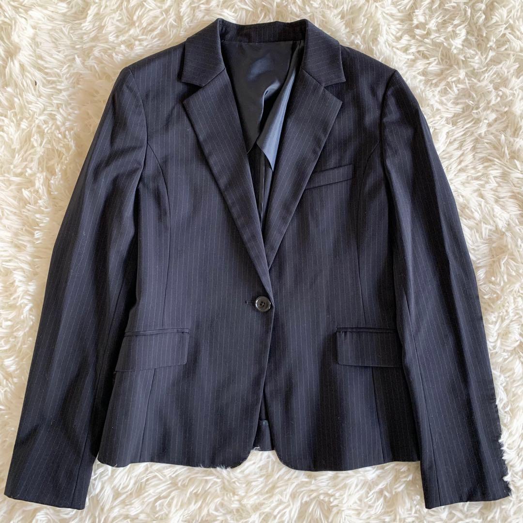 【美品】グリーンレーベルリラクシング　スーツ　パンツ上下　紺　ストライプ　40