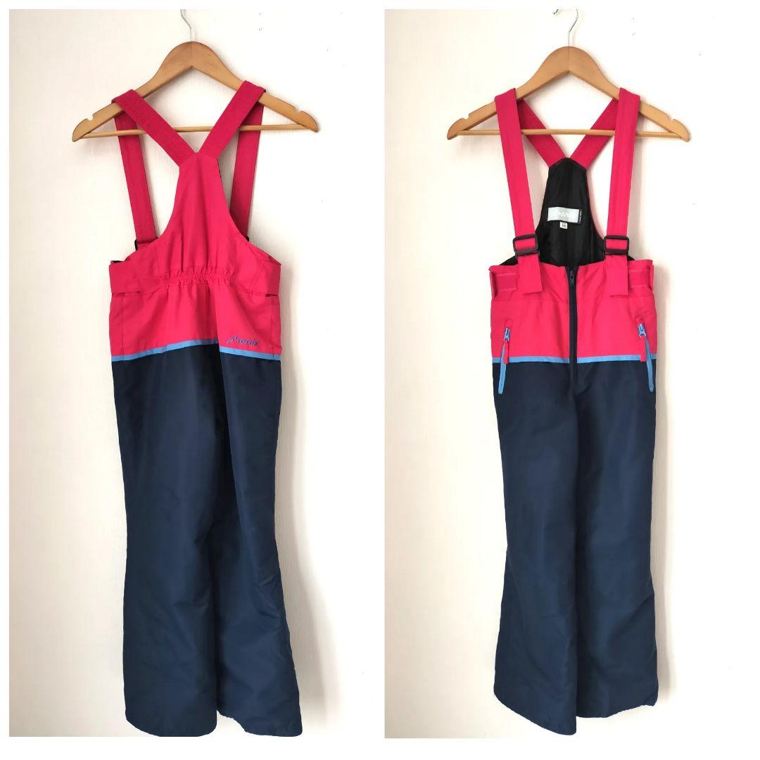 美品Phenix スキーウェア 女の子140 130 パステルチェック×紺 上下