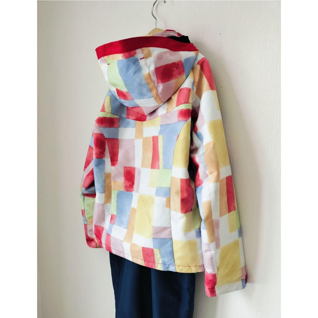 美品Phenix スキーウェア 女の子140 130 パステルチェック×紺 上下