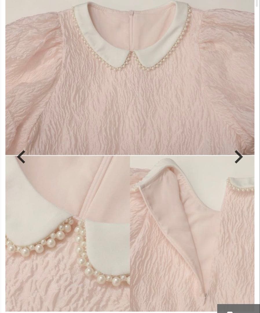 新品⭐︎Fit more パール襟ジャガードペプラムトップス