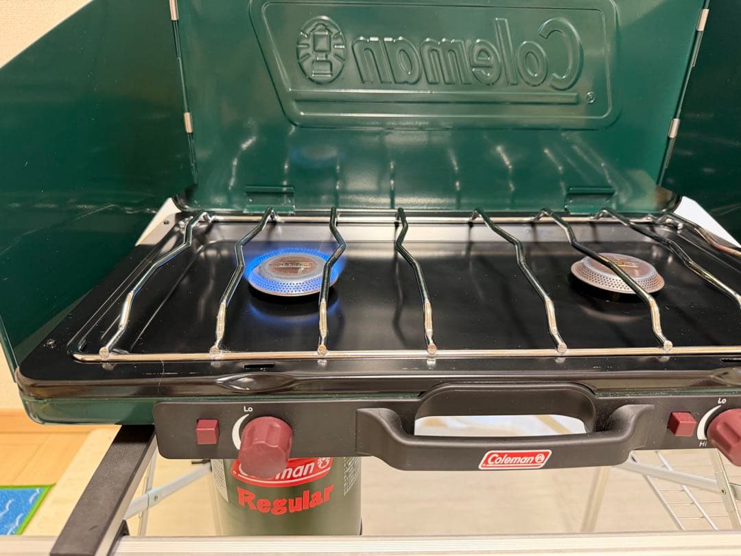【Yu-】Coleman ツーバーナー ＆ キッチンテーブル　計2点セット