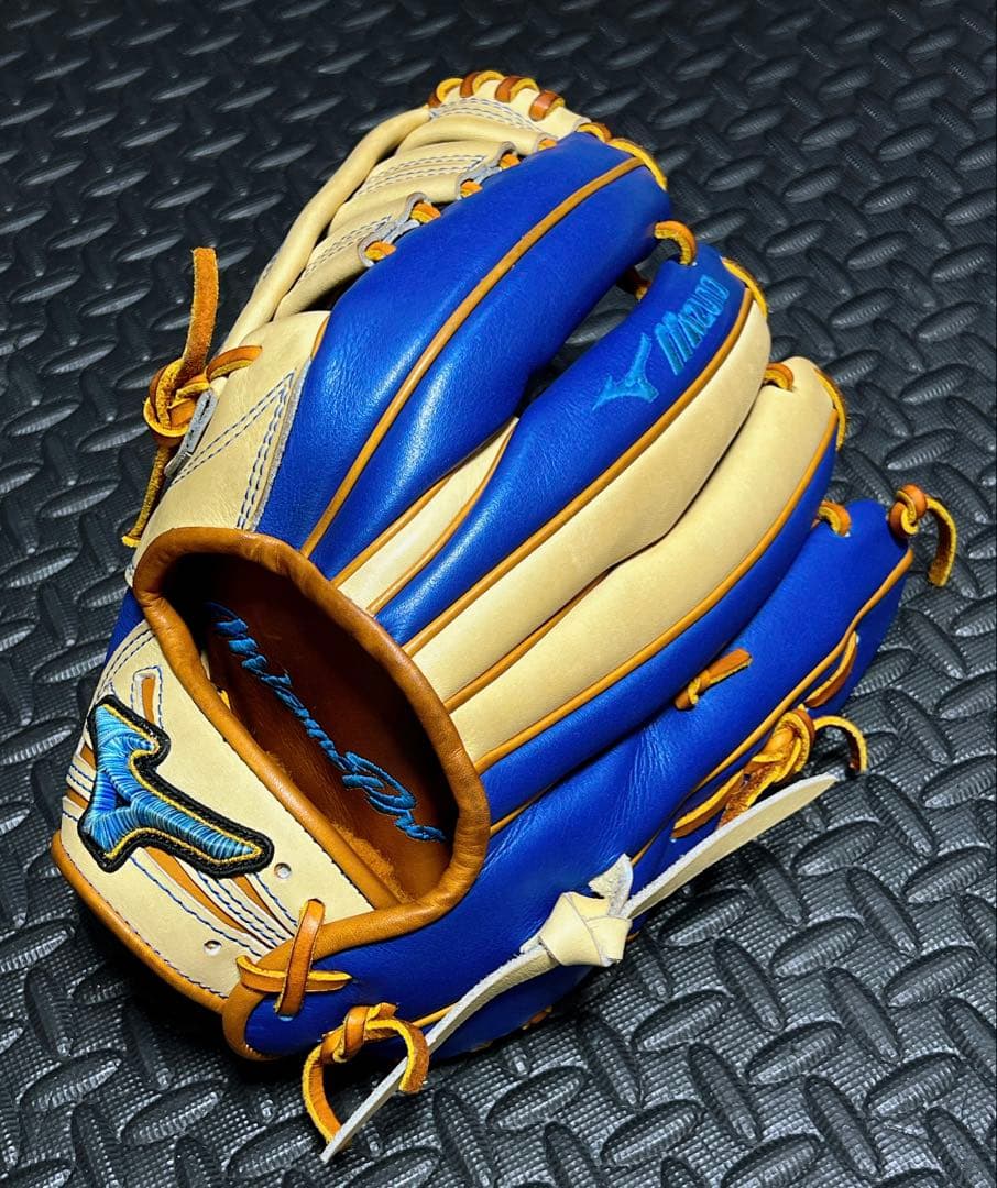 日本製 ミズノプロ オーダー 限定 ダイバーシティブルー 軟式 外野用 グローブ