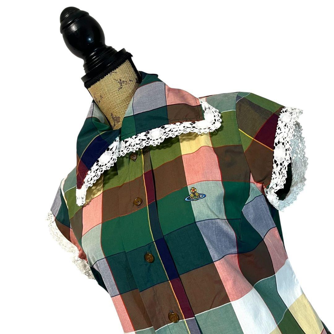 【イタリア製】【40】Vivienne Westwood レース チェックシャツ