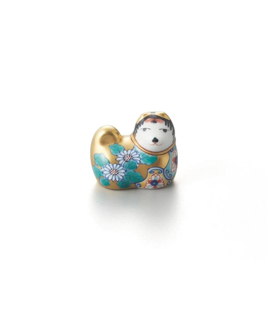 畑萬陶芸 犬筥 白菊文•牡丹文 金彩 狗筥 雛人形 雛祭り 焼き物 手毬 箸置き