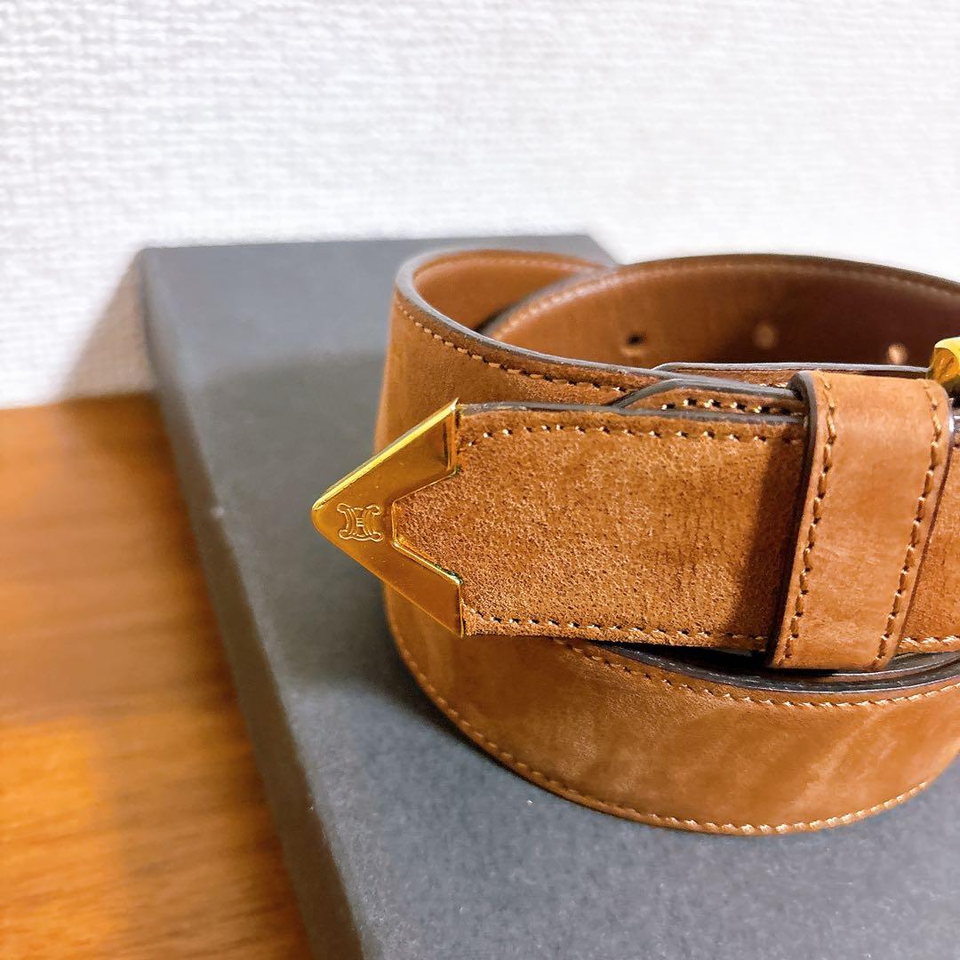 CELINE セリーヌ レザーベルト ブラウン ゴールドバックル ビジネス