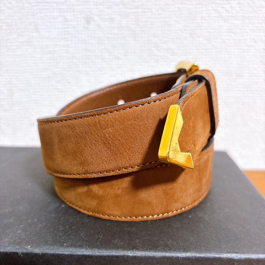 CELINE セリーヌ レザーベルト ブラウン ゴールドバックル ビジネス
