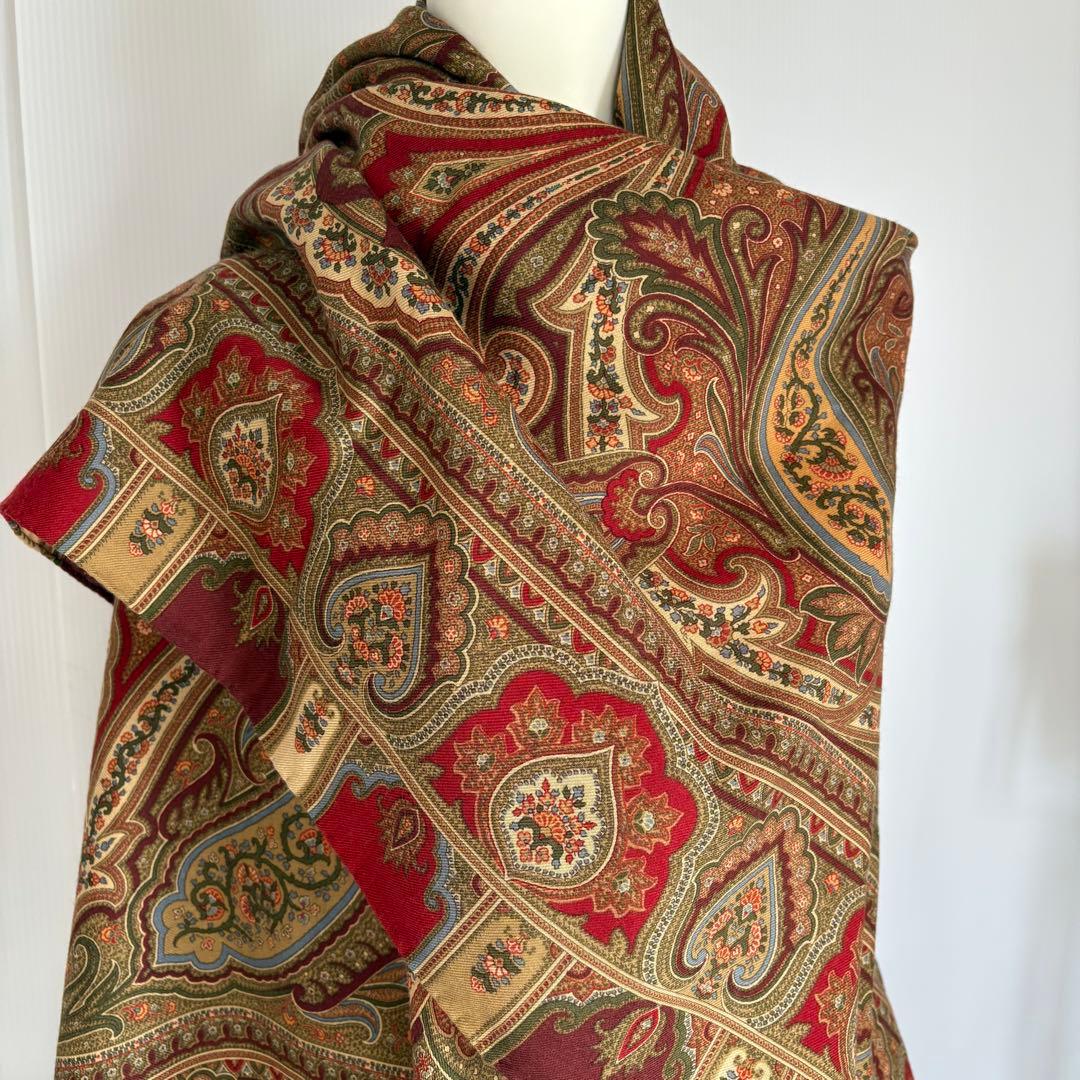 美品⭐︎ETRO エトロ⭐︎ペイズリー柄大判ストール ウール×シルク