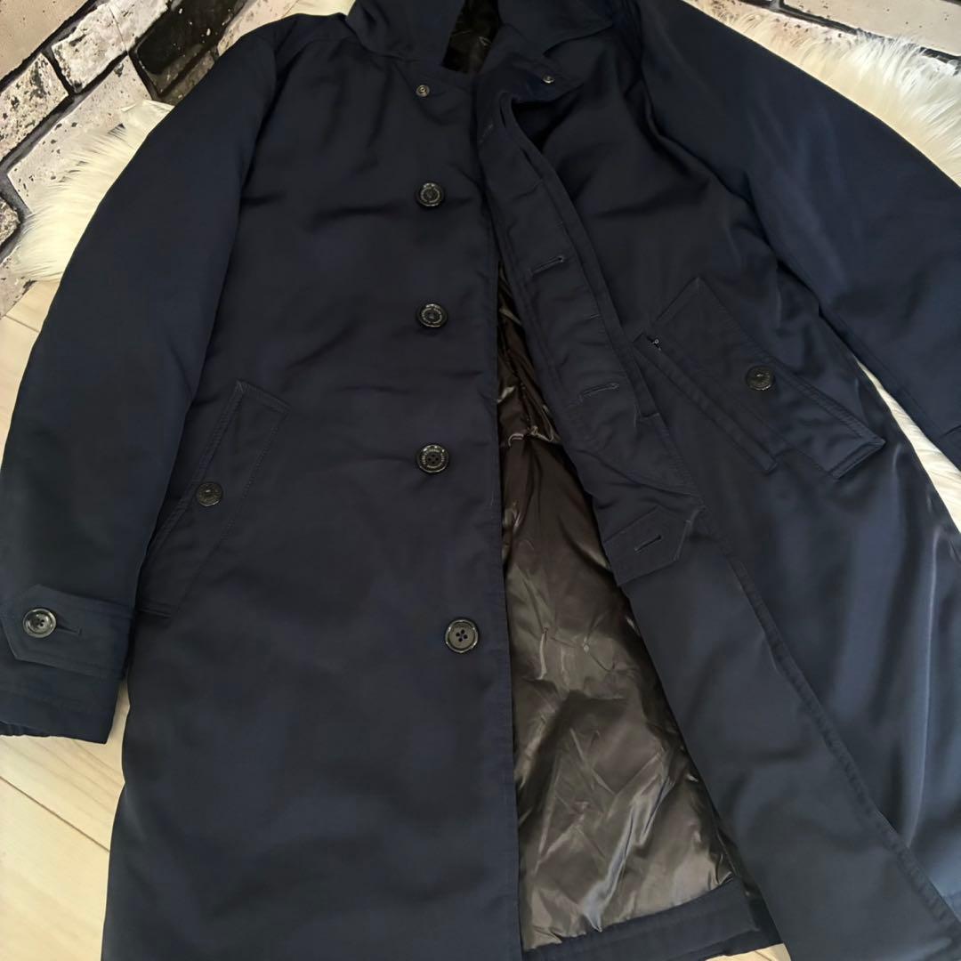 【美品】ナノユニバース 西川ダウン コラボ ステンカラー ダウンコート　ネイビー