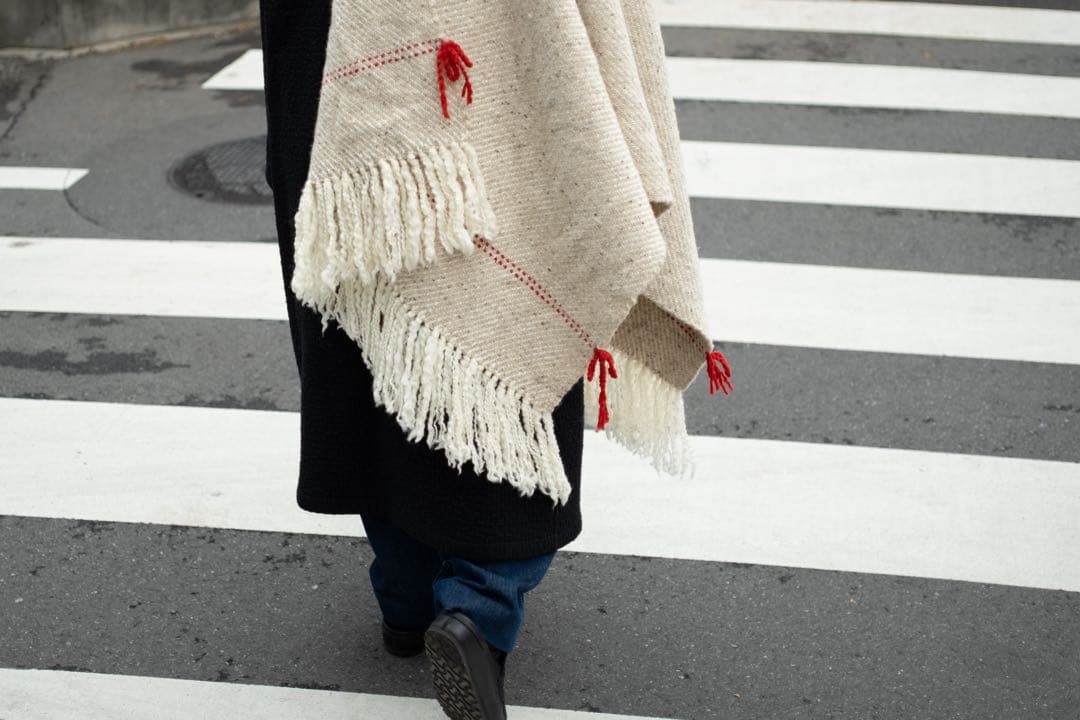 ハンドメイド　手織り　ブランケット