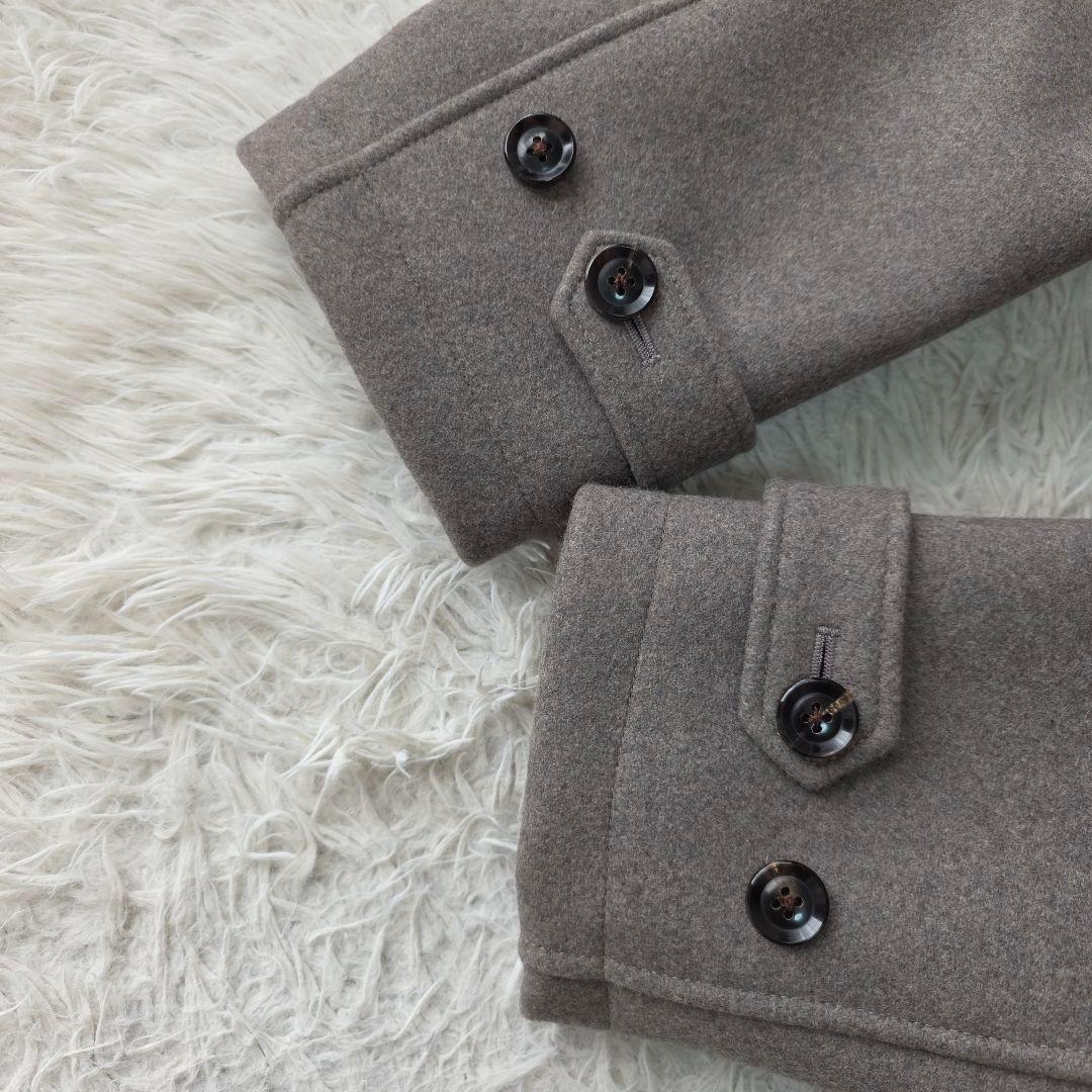 【定価11万/未使用】ジュンハシモト カシミヤ混 スタンドカラーコート グレー系
